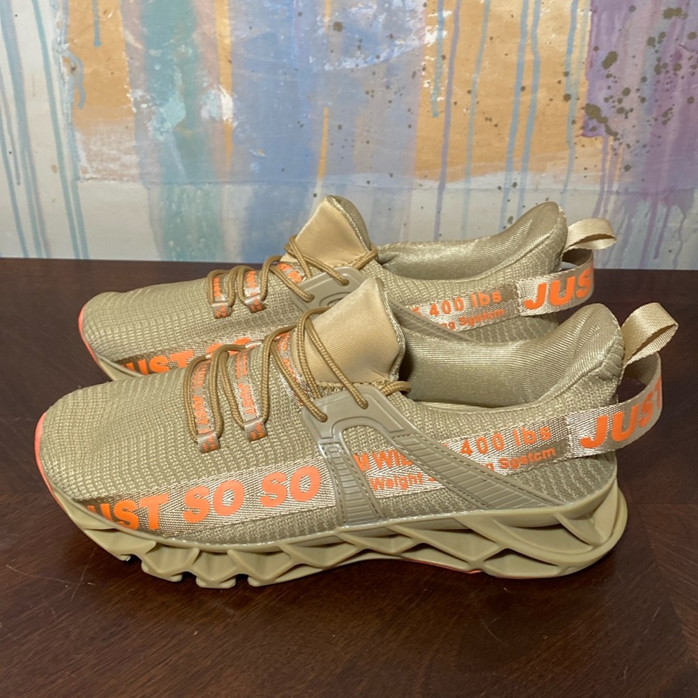 Just So So Brown Orange Fashion Athletic Low Trainers Sneakers Mens 44/US 11